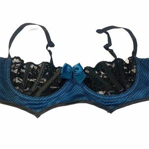 Shirley Of Hollywood Blue Lace Half Cup Bra
